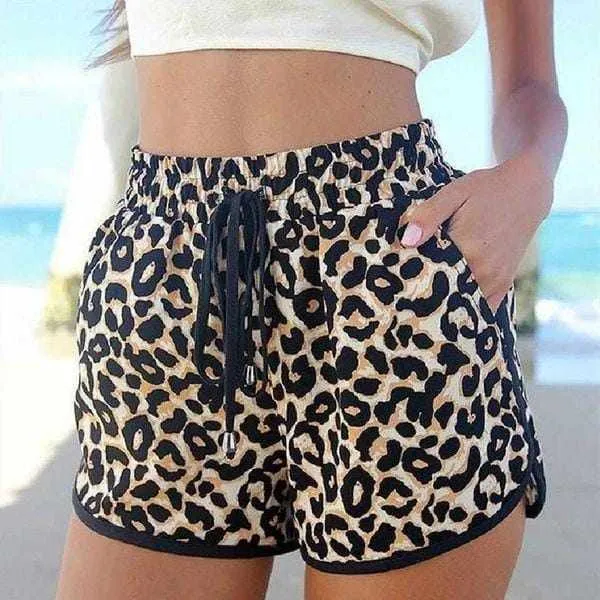 2 piece Ladies Fashion Summer Leopard Print Shorts