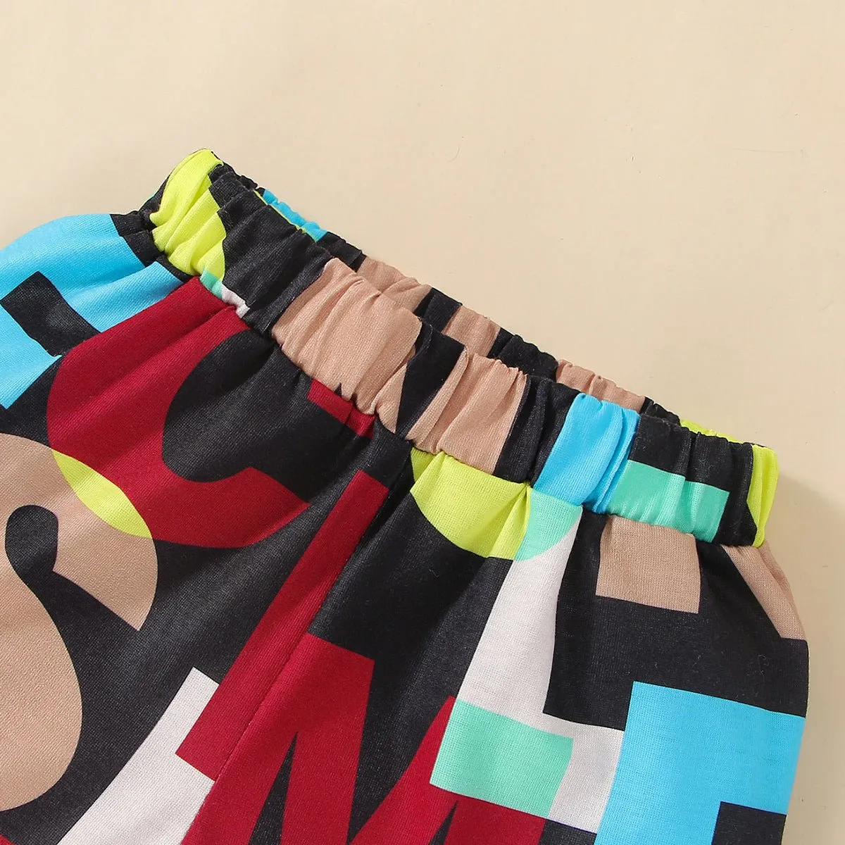 2pcs Baby Boy 95% Cotton Short-sleeve Letter Print Black Splicing T-shirt and Shorts Set
