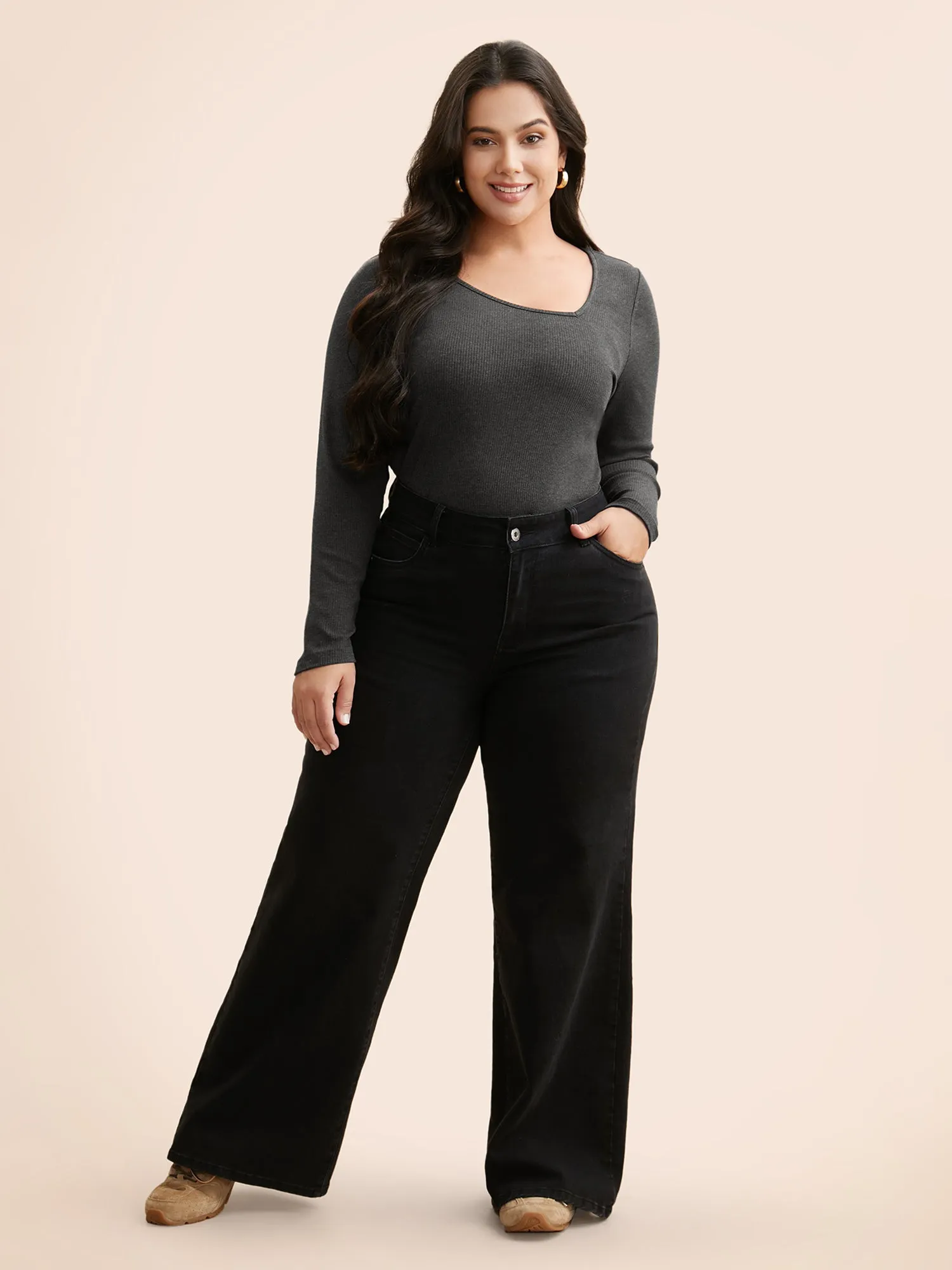 Airy Cozy Asymmetrical Neckline T-shirt