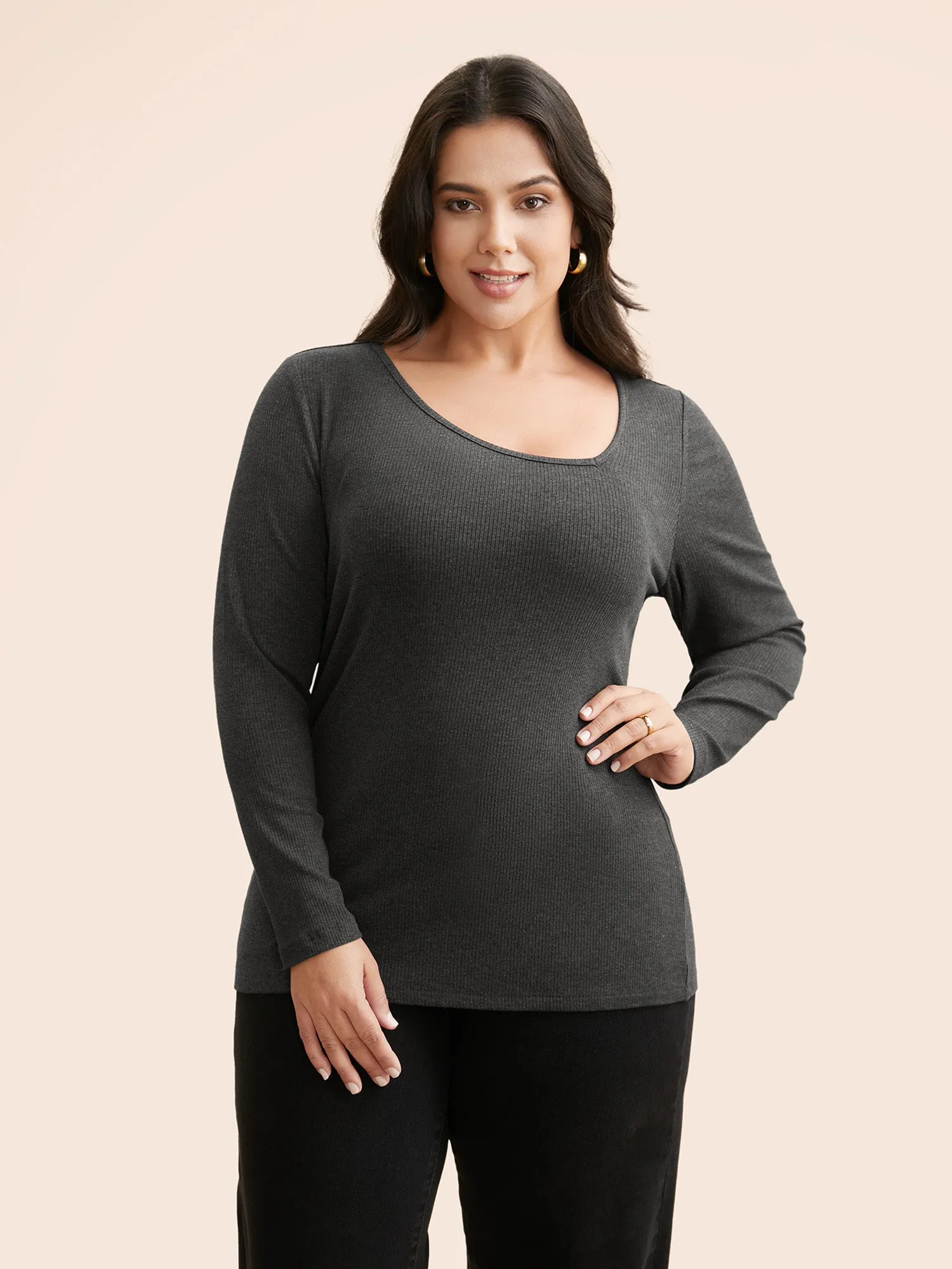 Airy Cozy Asymmetrical Neckline T-shirt