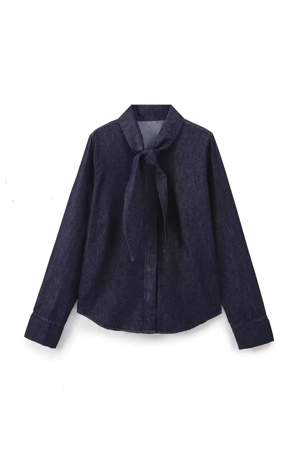 'Athena' Bow-Decorated Denim Shirt & Pants (Sold Separately)