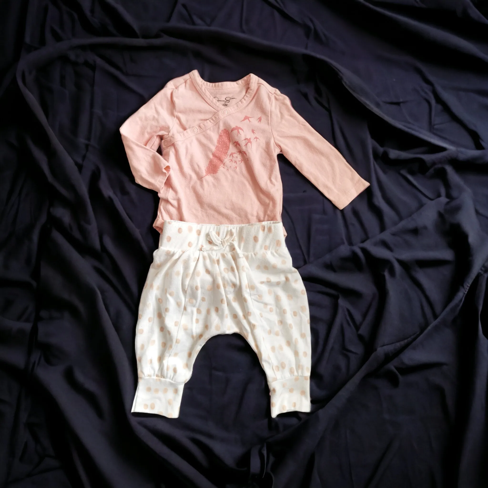 BABY GIRL SIZE 3/6 MONTHS - JESSICA SIMPSON, 2 Piece Matching Outfit VGUC B21