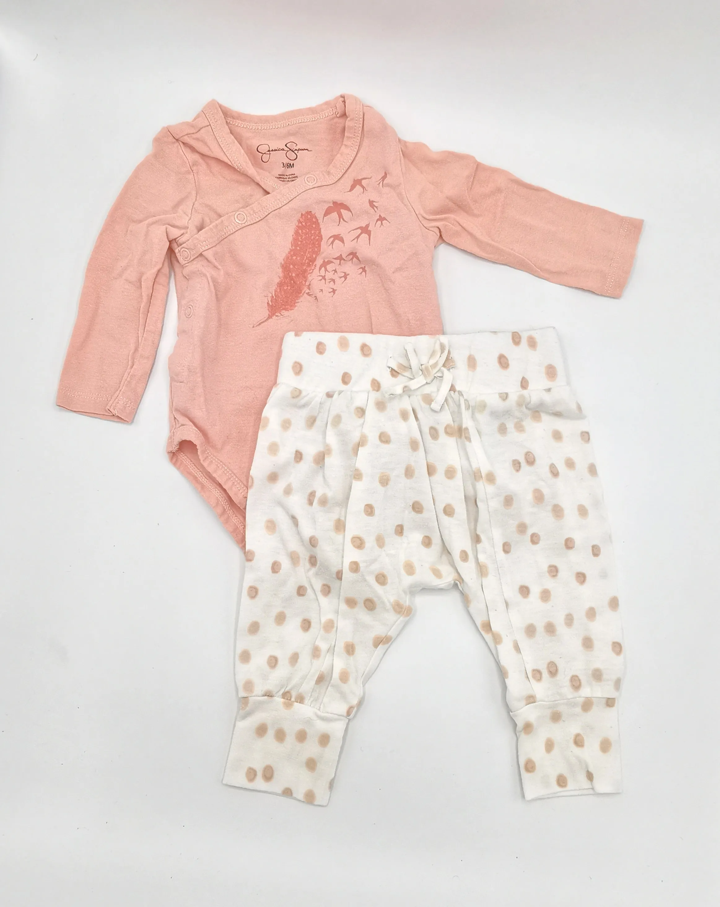 BABY GIRL SIZE 3/6 MONTHS - JESSICA SIMPSON, 2 Piece Matching Outfit VGUC B21