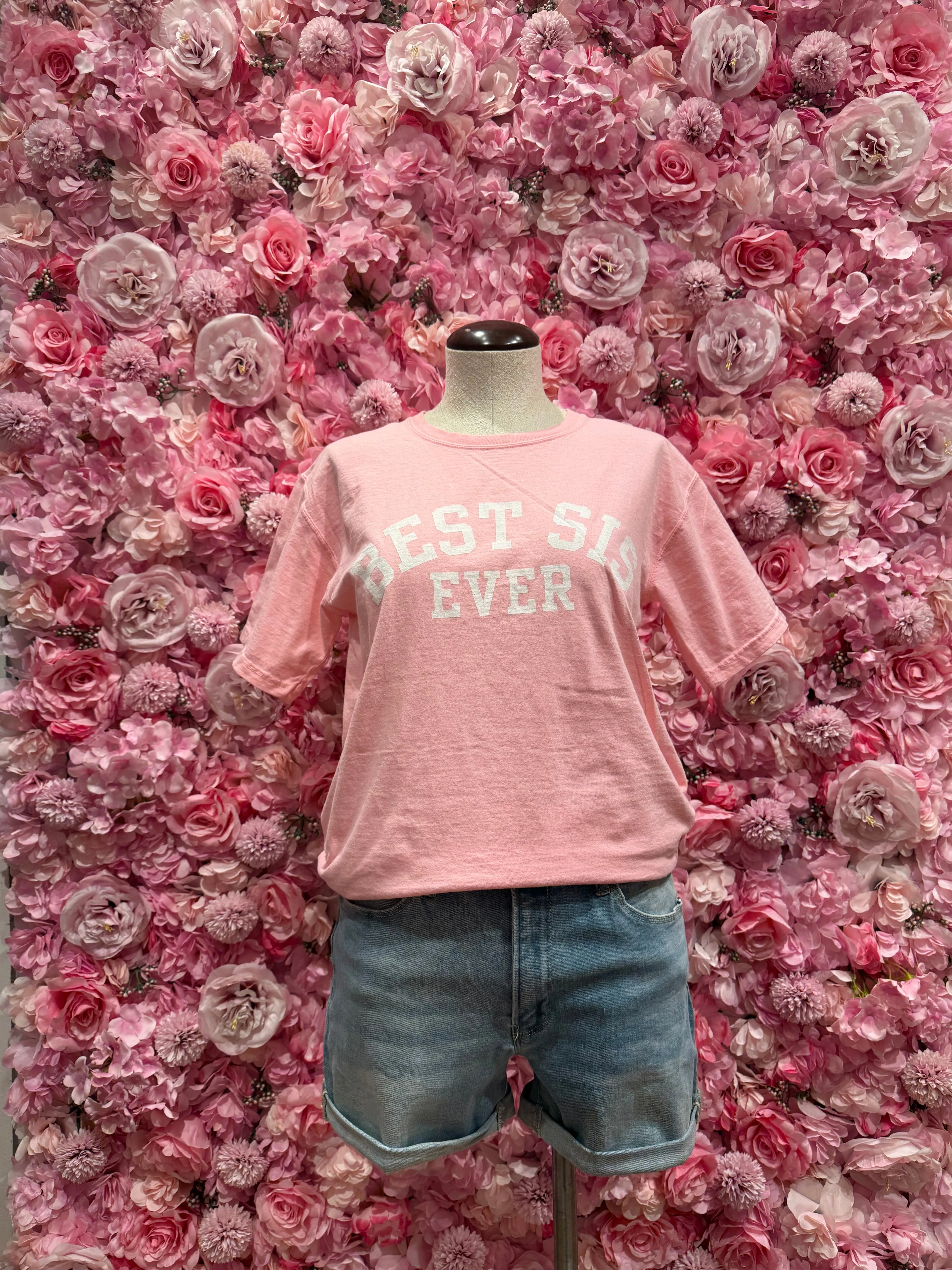 Best Sis Collegiate Tee - Pink