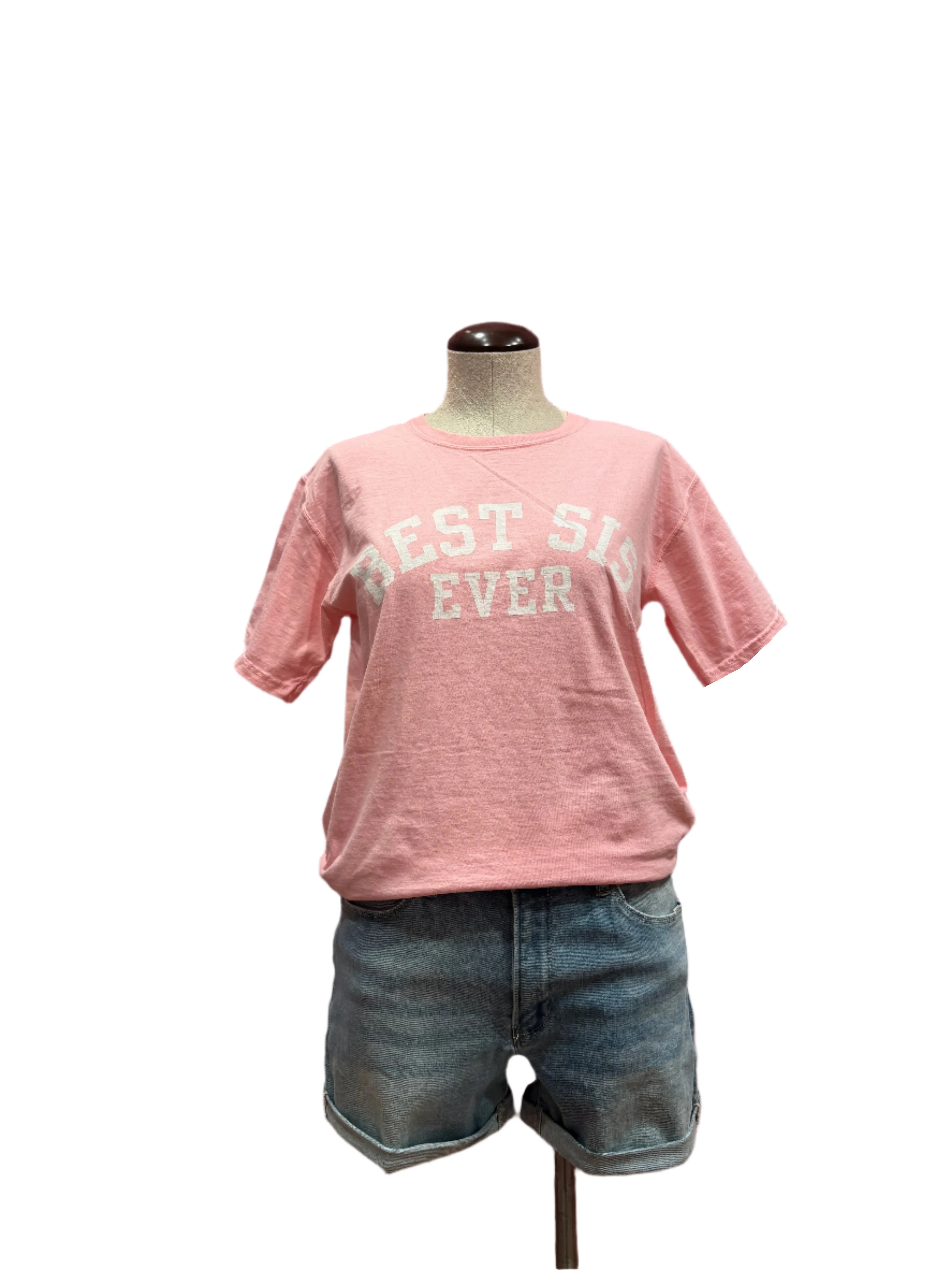 Best Sis Collegiate Tee - Pink