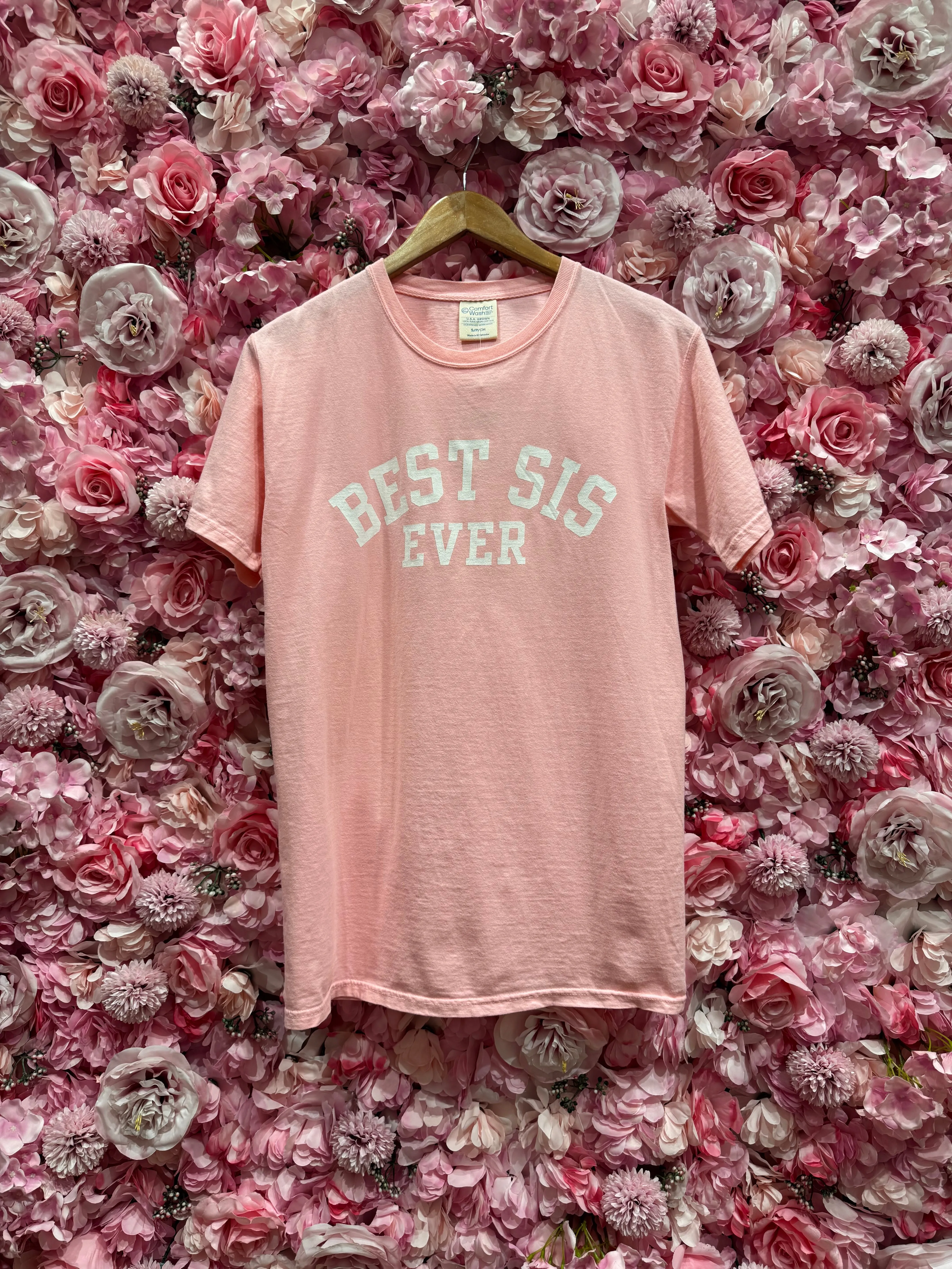 Best Sis Collegiate Tee - Pink