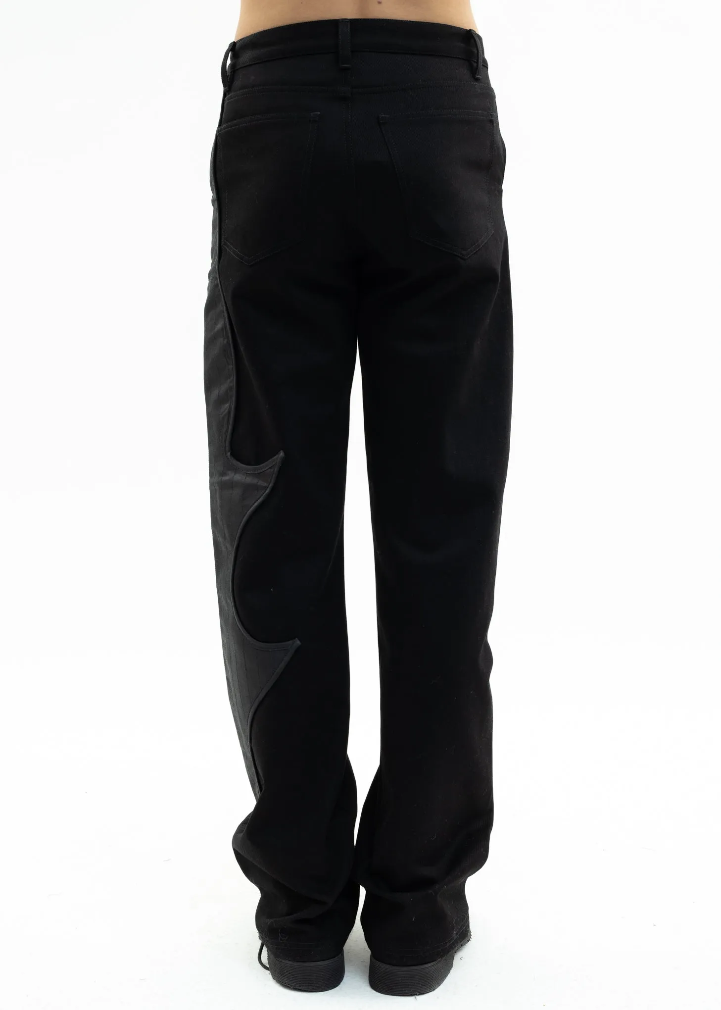 Black Denim Pants With Contrast Detail