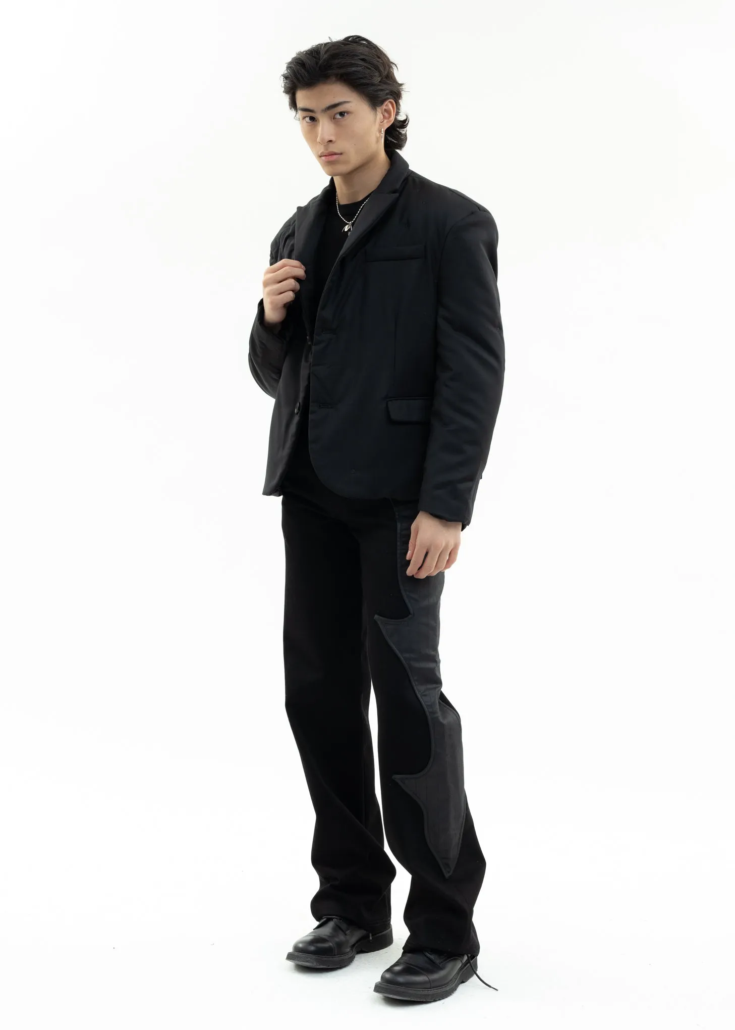 Black Denim Pants With Contrast Detail