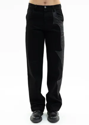 Black Denim Pants With Contrast Detail