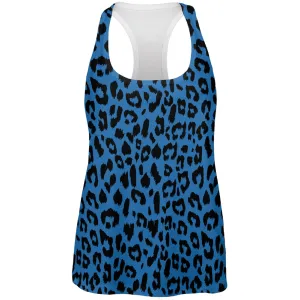 Blue Cheetah Print All Over Womens Work Out Tank Top