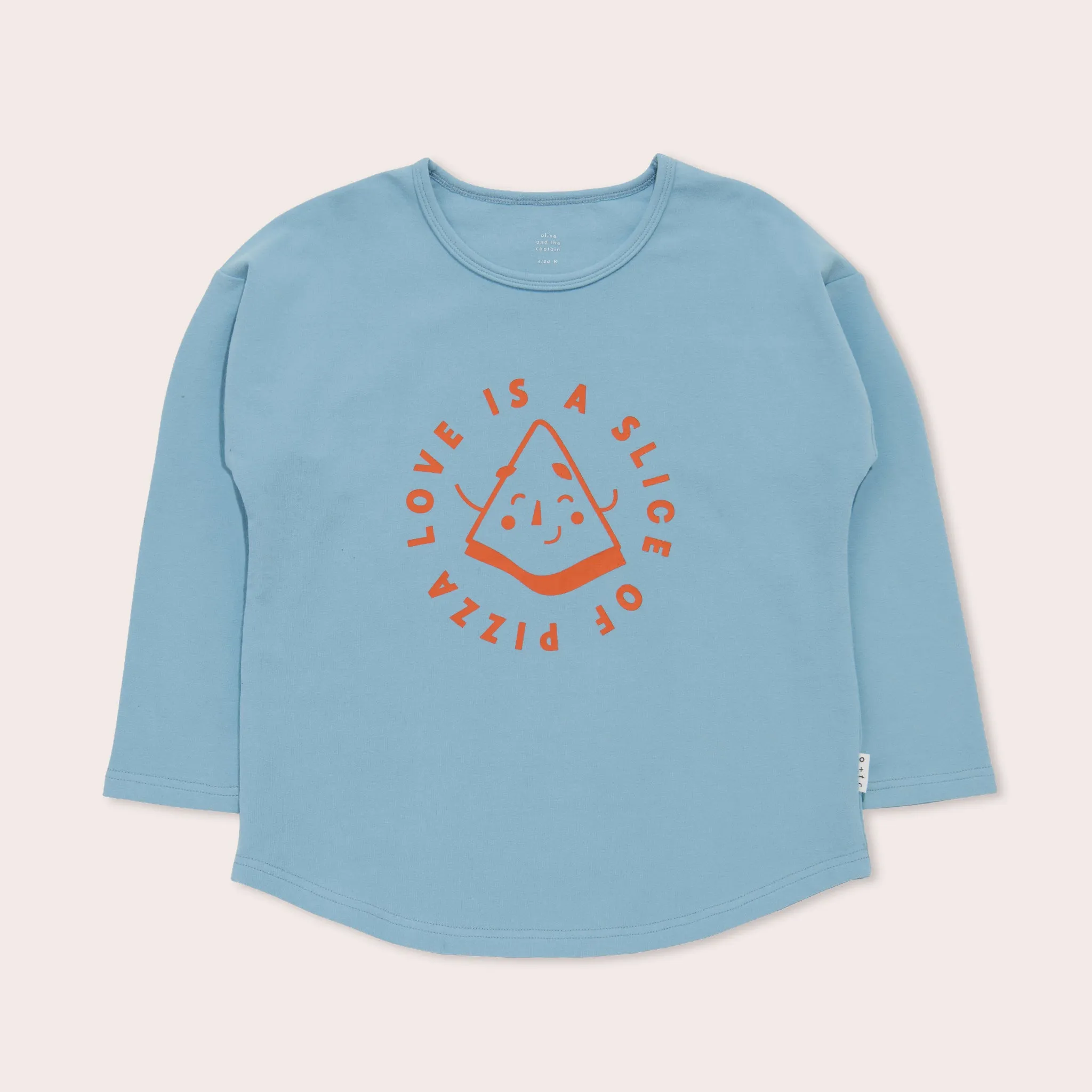 Blue Pizza Slice Relaxed Fit Long Sleeve Top