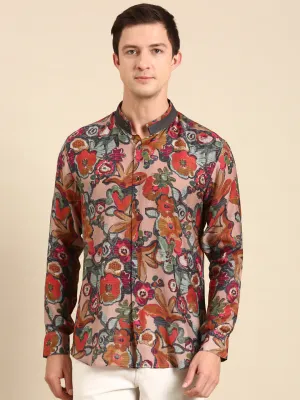 Brown Grey Beige Muslin Shirt - MM0839
