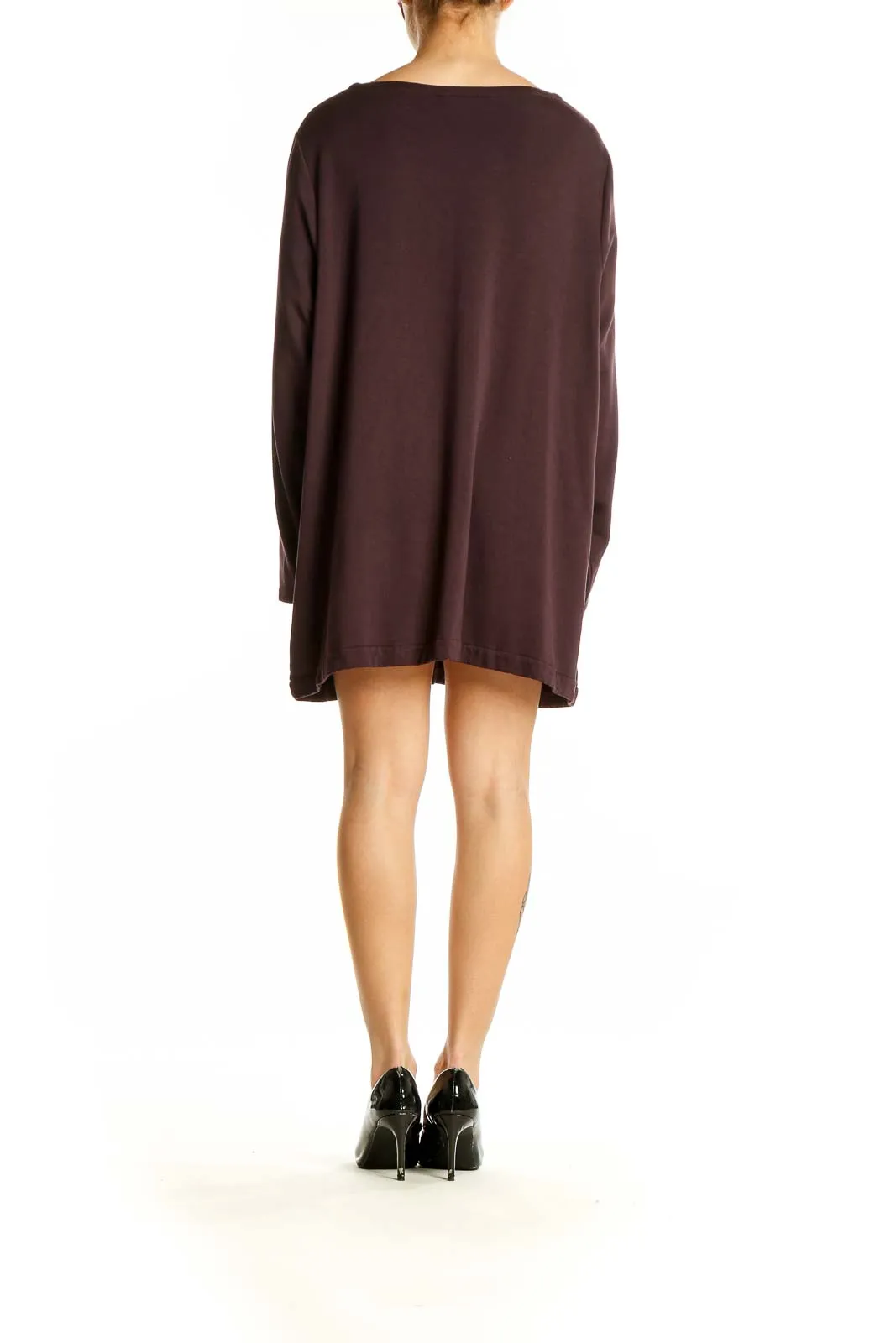 Brown Relaxed Fit Long Sleeve Tunic Top