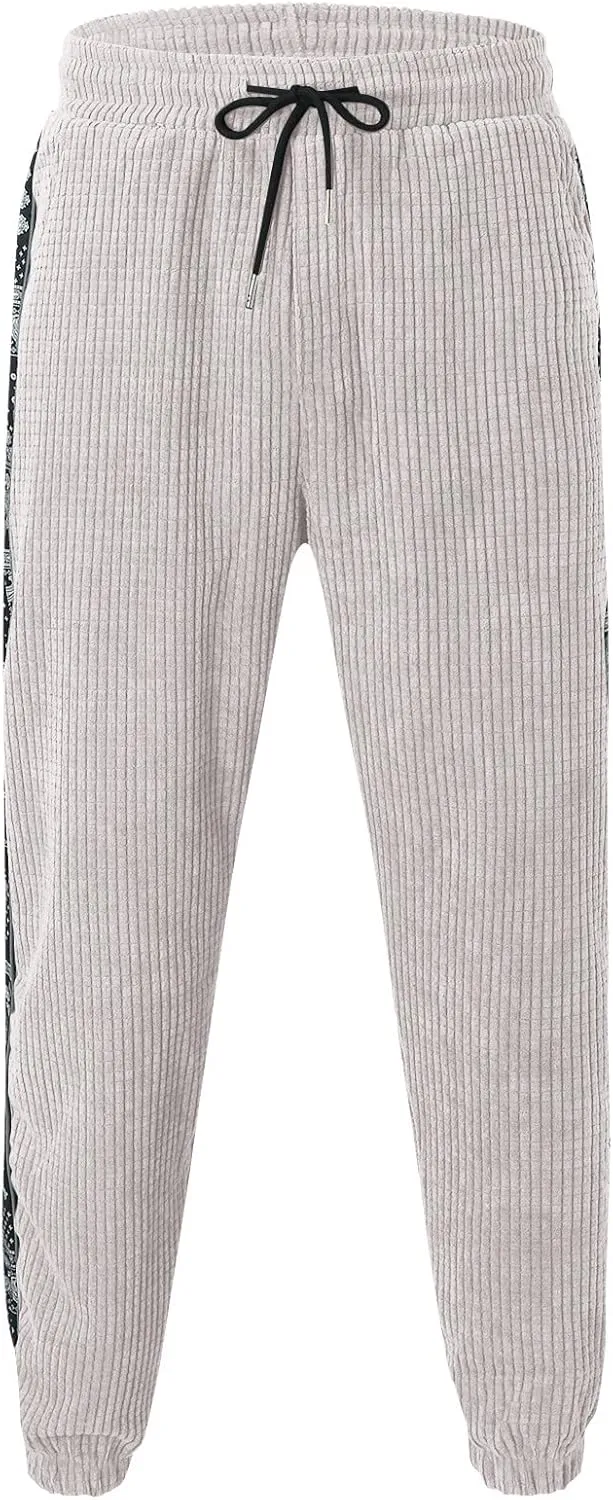 Cargo Pants for Men Relaxed Fit Cargo Sweatpants Heavyweight Fleece Jogger Pants Drawstring Sports Workout Trousers