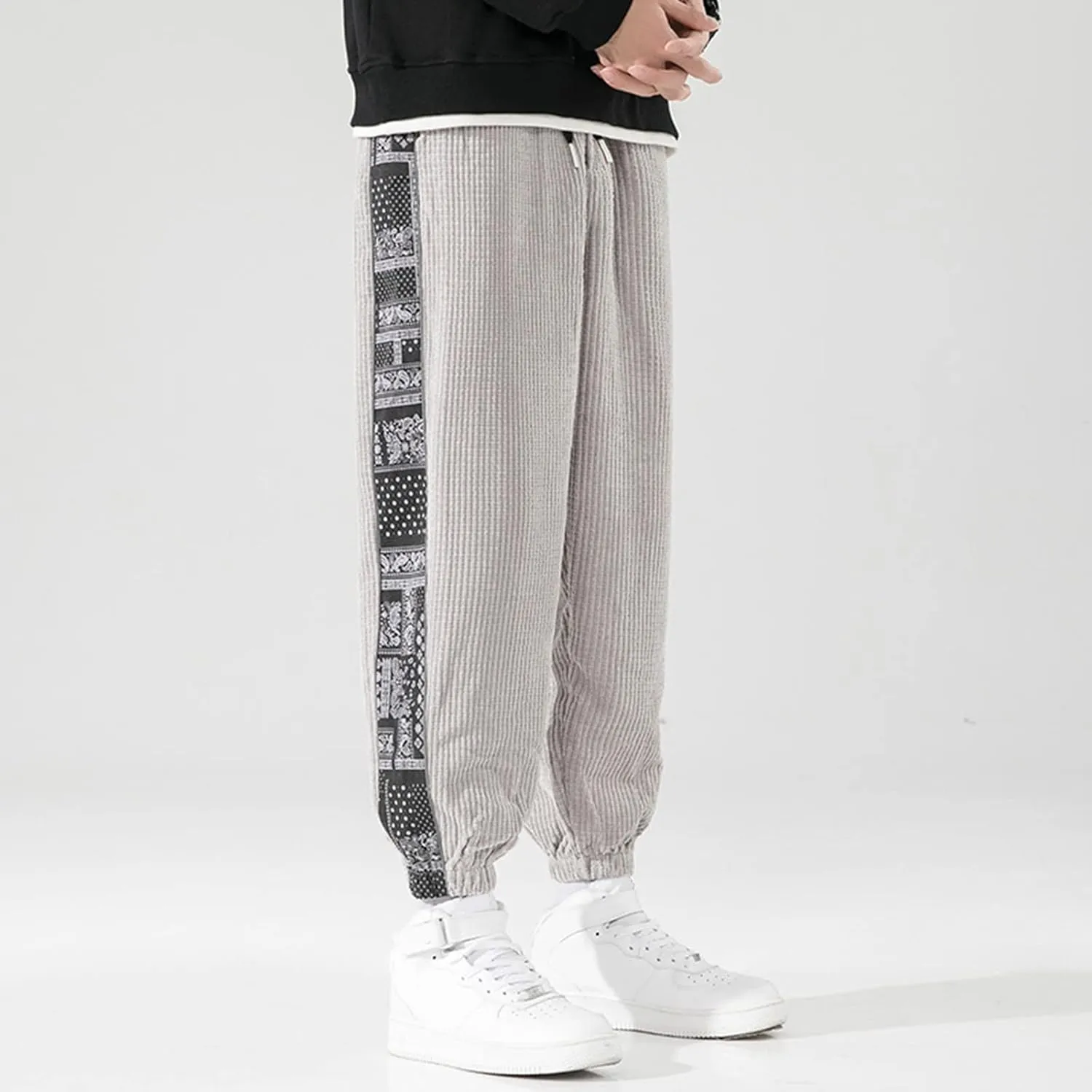 Cargo Pants for Men Relaxed Fit Cargo Sweatpants Heavyweight Fleece Jogger Pants Drawstring Sports Workout Trousers