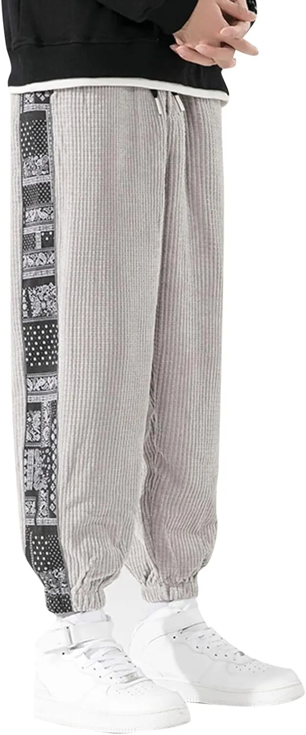 Cargo Pants for Men Relaxed Fit Cargo Sweatpants Heavyweight Fleece Jogger Pants Drawstring Sports Workout Trousers