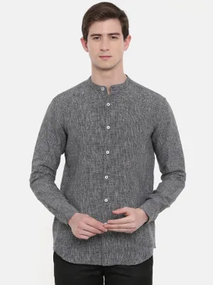 Classic Black Grey Linen Shirt - MM0733