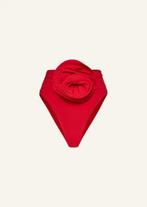 Classic high waist flower swim bottom in red