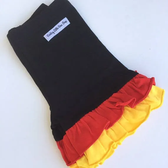 Classic Minnie red, yellow, black ruffle shorties