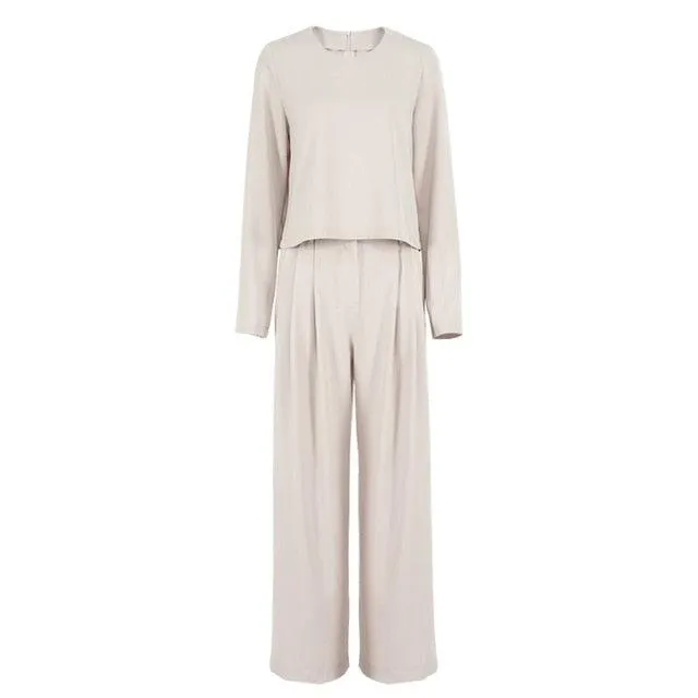 Classic Wide Pants Pleated Loose Women’s Tops Trousers