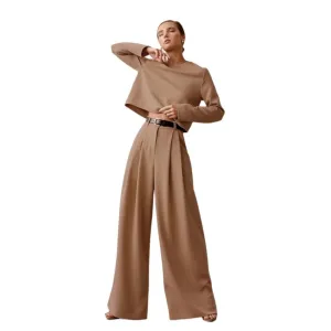 Classic Wide Pants Pleated Loose Women’s Tops Trousers
