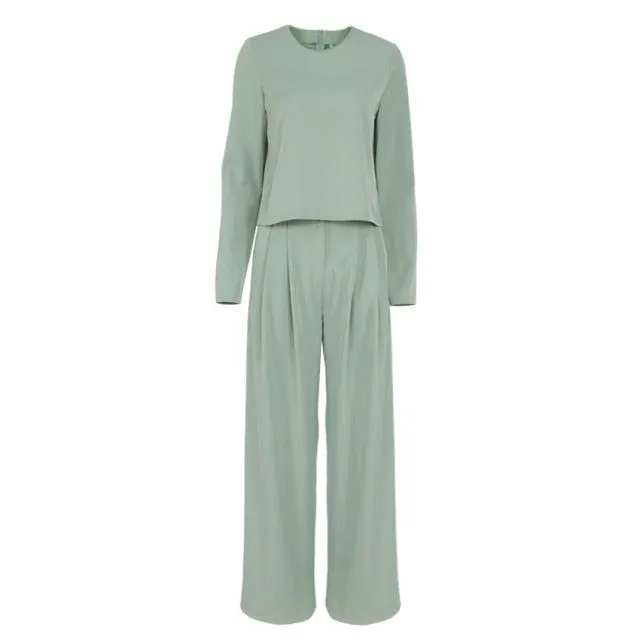 Classic Wide Pants Pleated Loose Women’s Tops Trousers