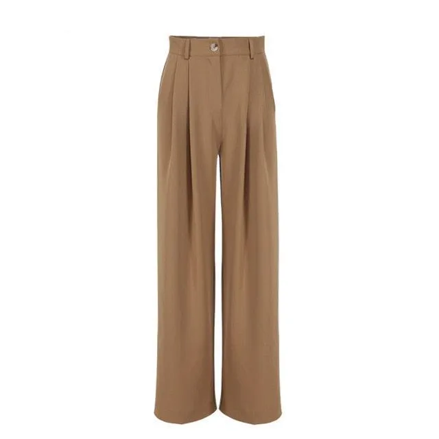 Classic Wide Pants Pleated Loose Women’s Tops Trousers