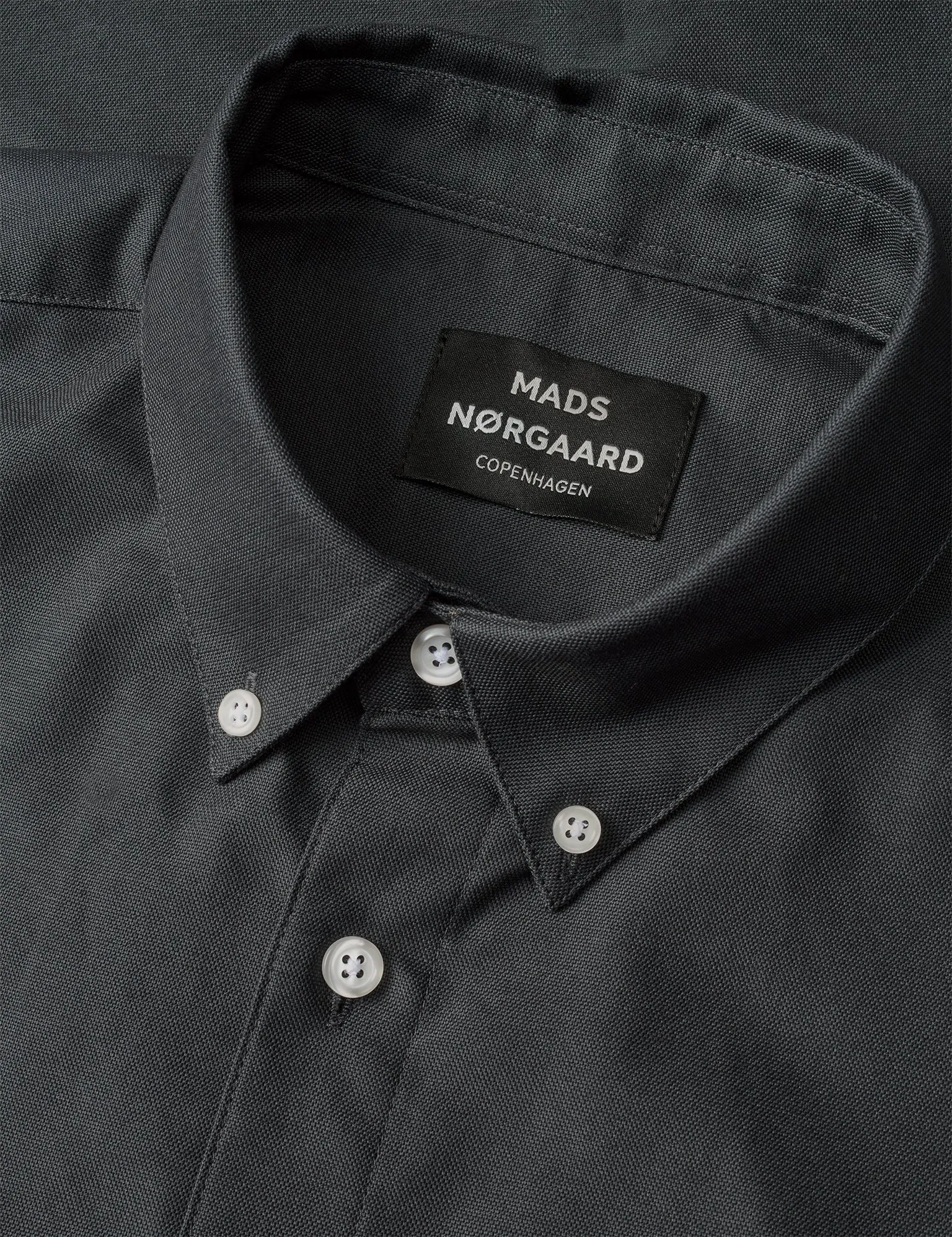Cotton Oxford Sune Shirt BD, Black Oyster