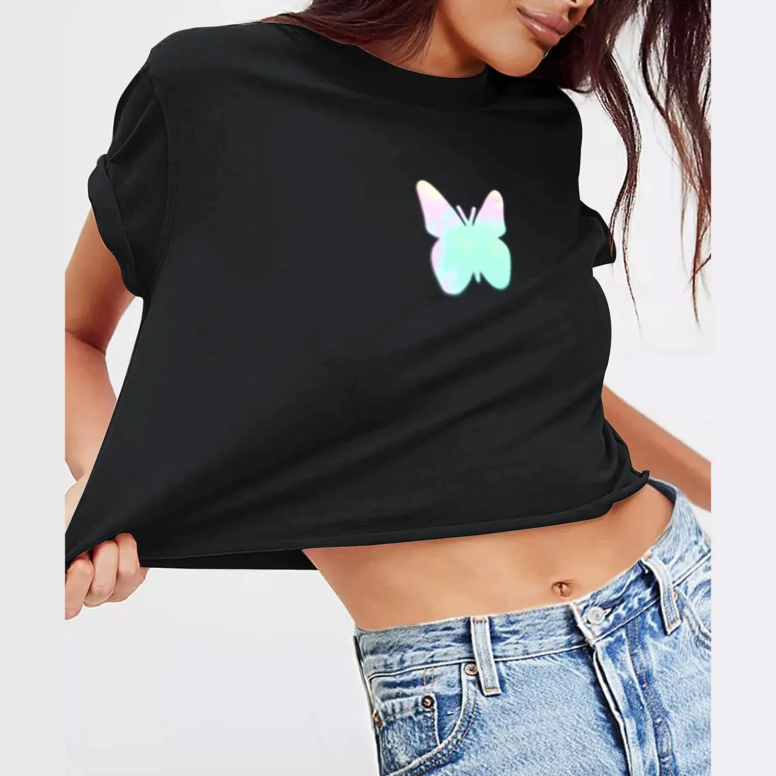 Crop Top Reflective Butterfly