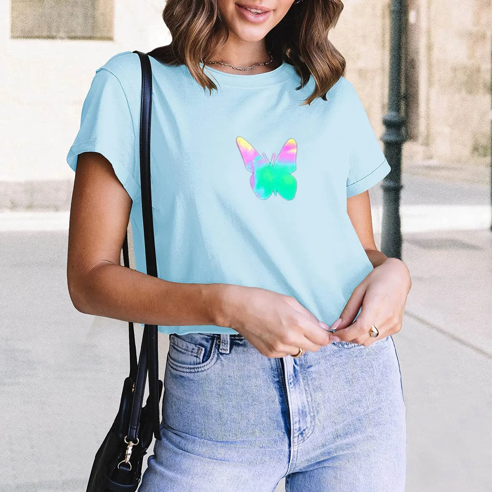 Crop Top Reflective Butterfly