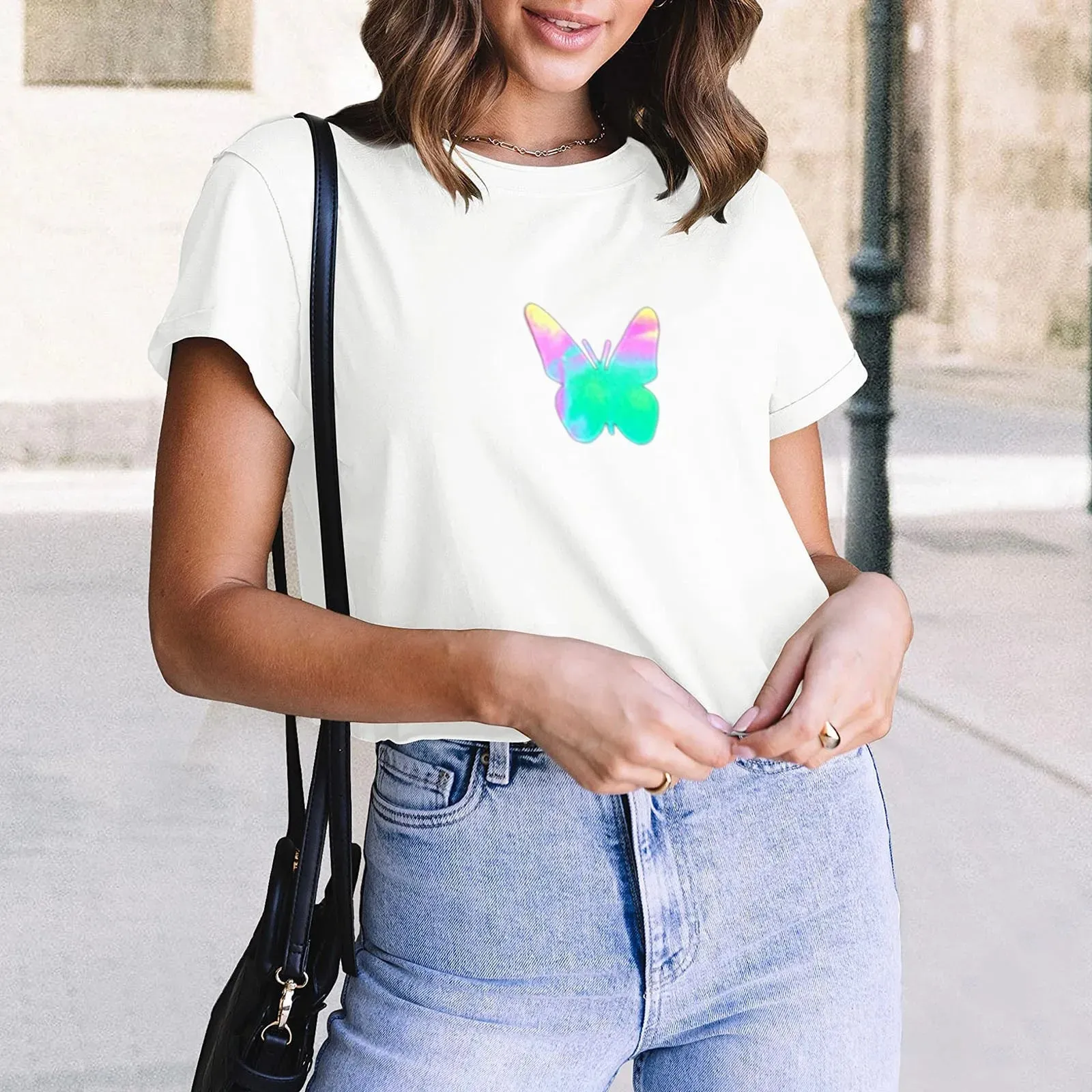 Crop Top Reflective Butterfly