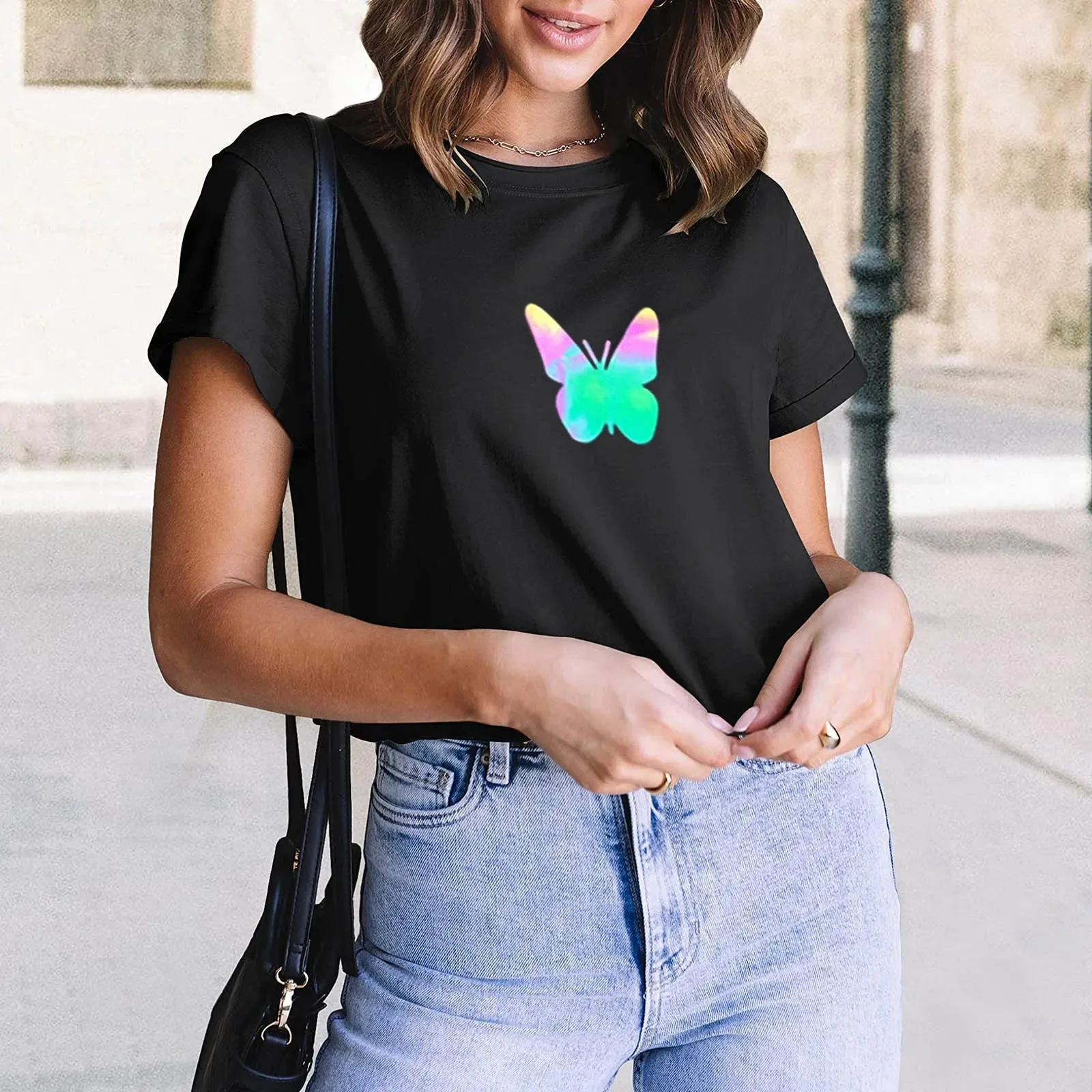 Crop Top Reflective Butterfly