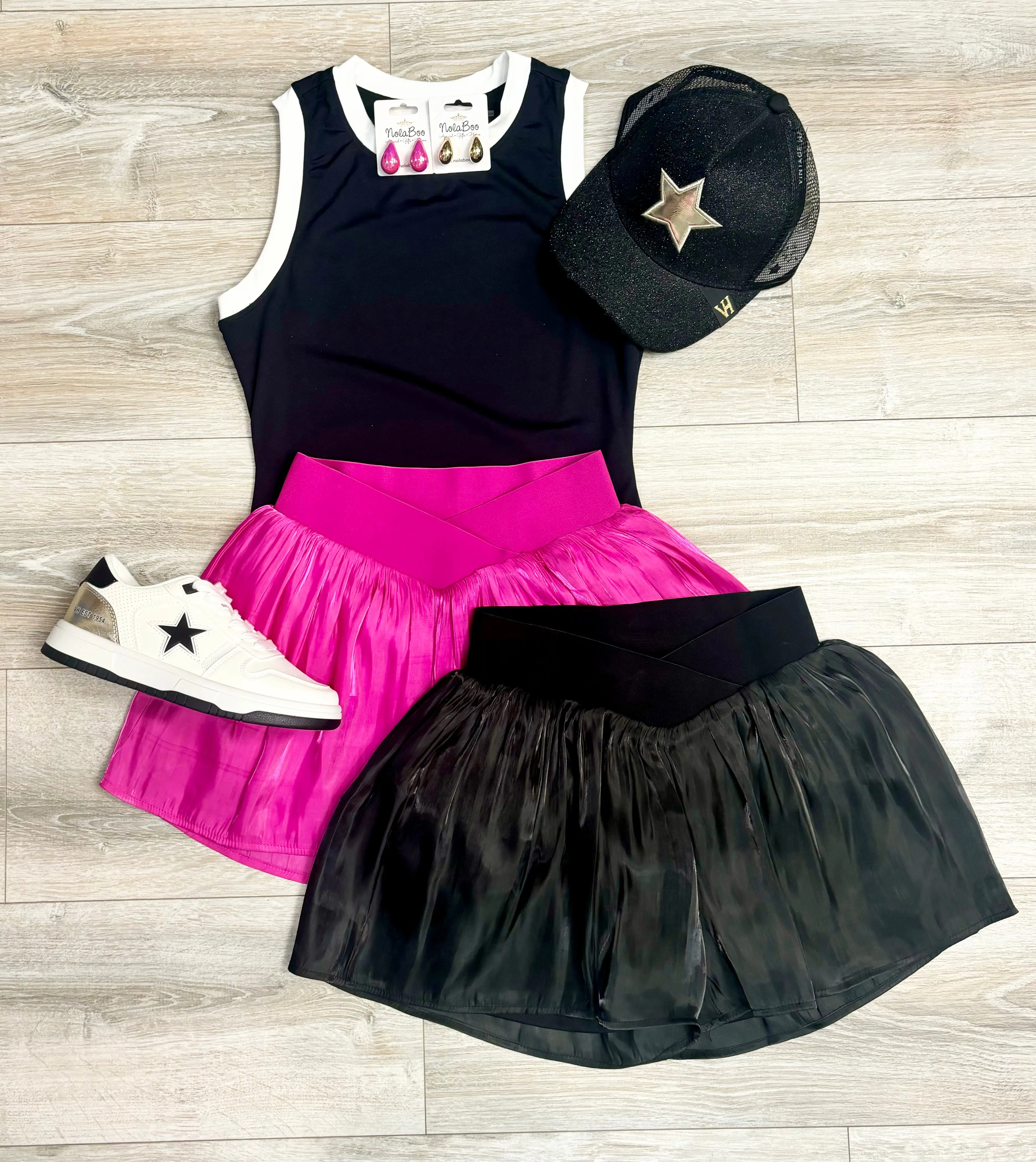Crossover Sheer Shorts In Magenta Or Black