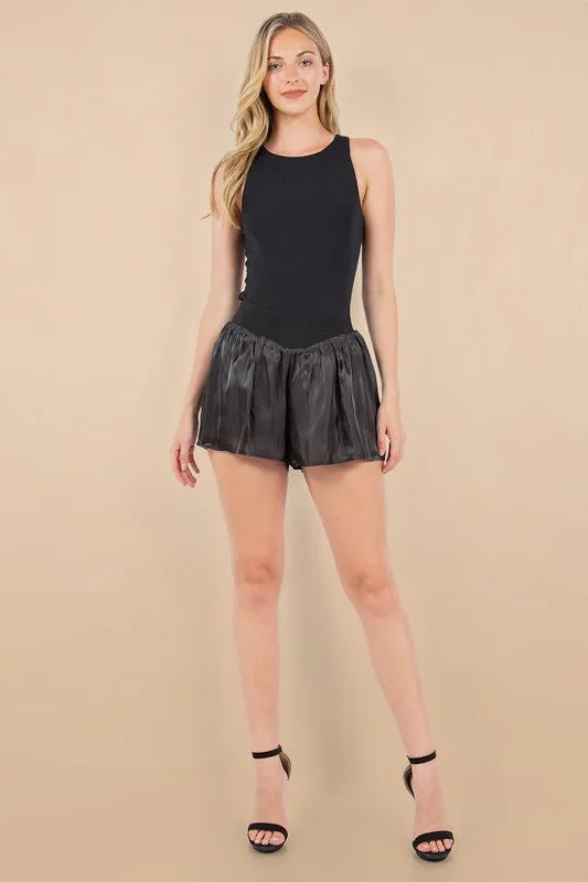 Crossover Sheer Shorts In Magenta Or Black