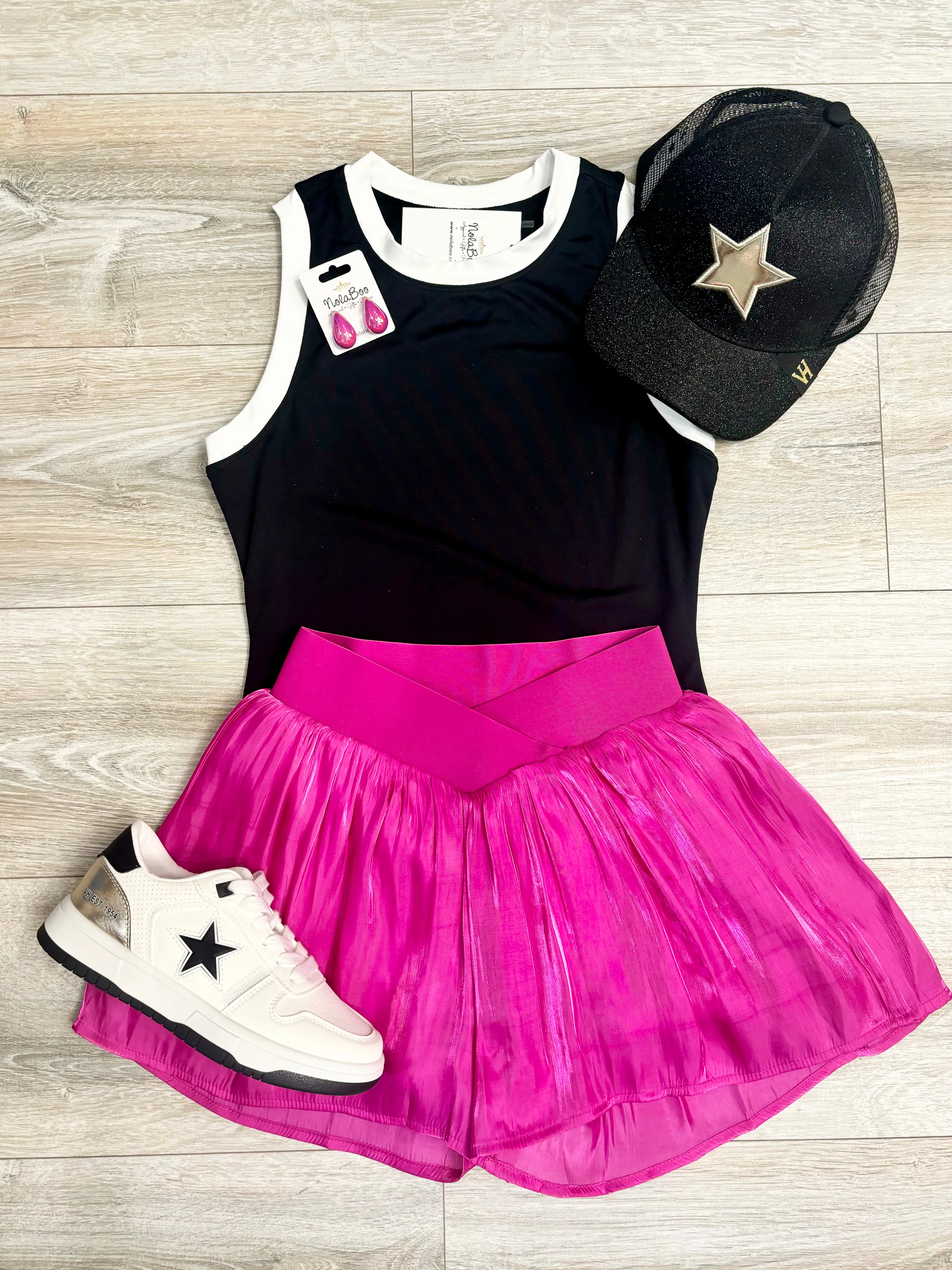 Crossover Sheer Shorts In Magenta Or Black