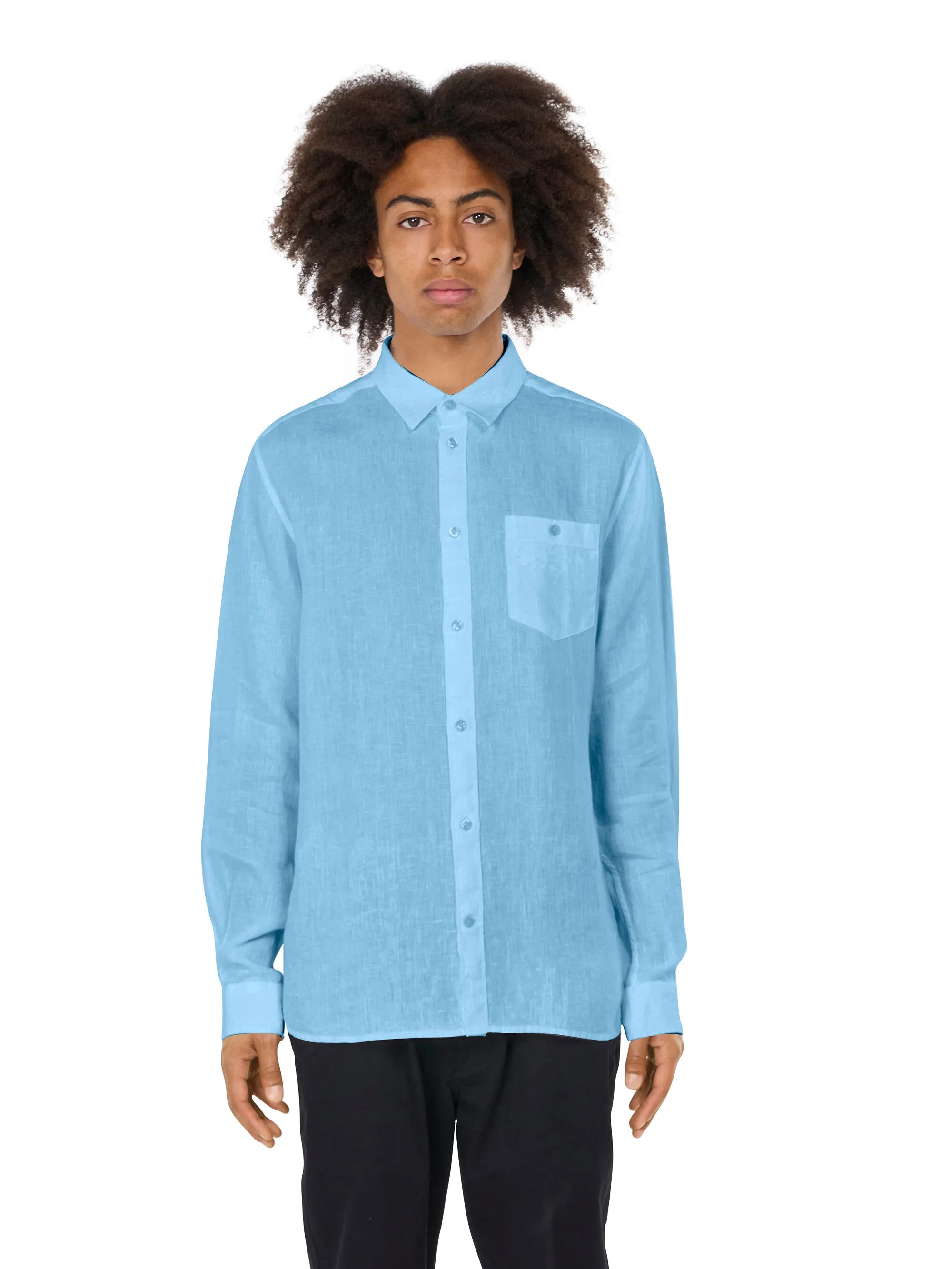 Custom fit linen shirt - Airy Blue