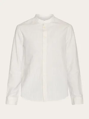 Custom fit linen stand collar shirt - Light feather gray