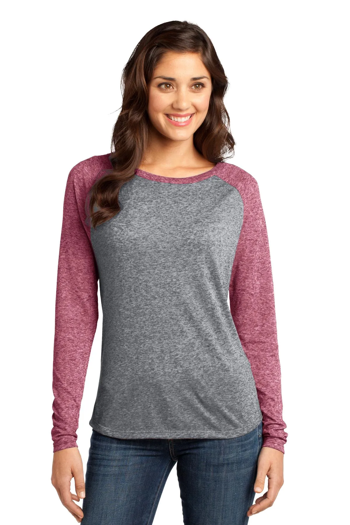 District - Juniors Microburn Long Sleeve Raglan Tee. DT262