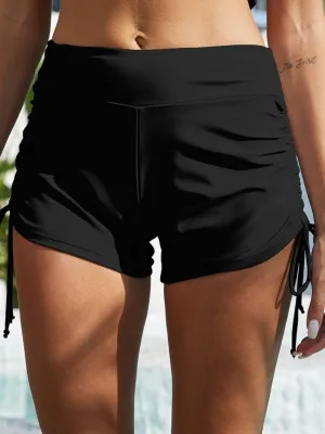 Drawstring Sides Mid Waist Swim Shorts