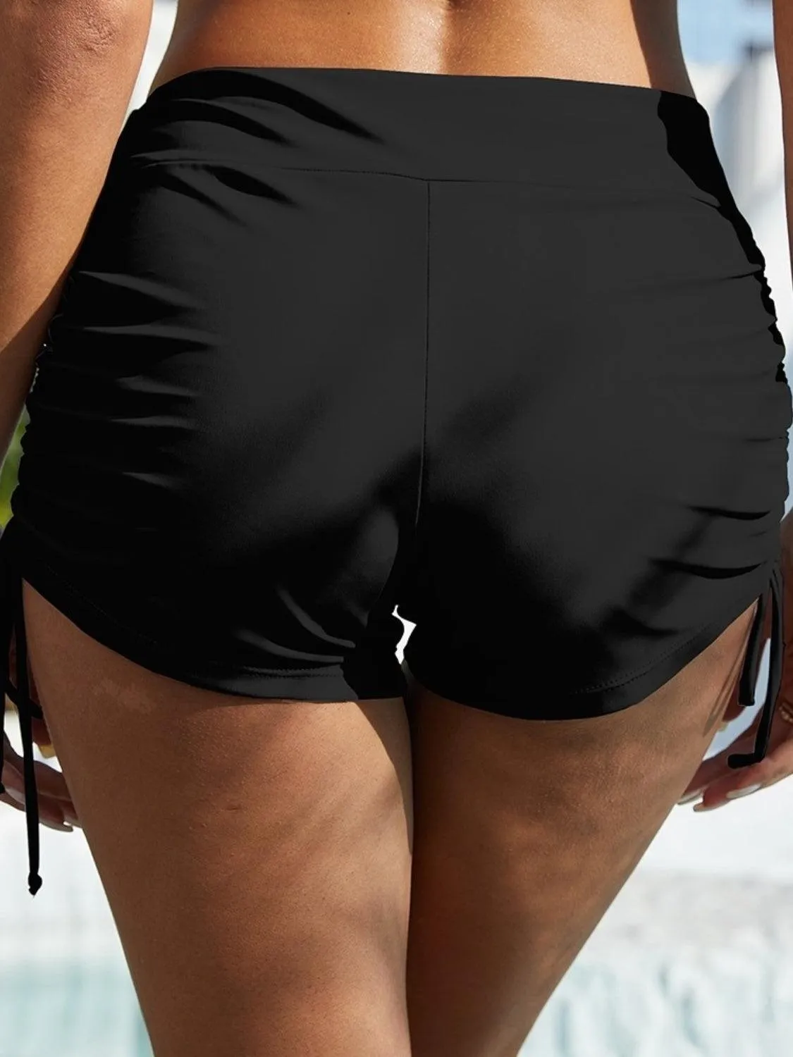 Drawstring Sides Mid Waist Swim Shorts