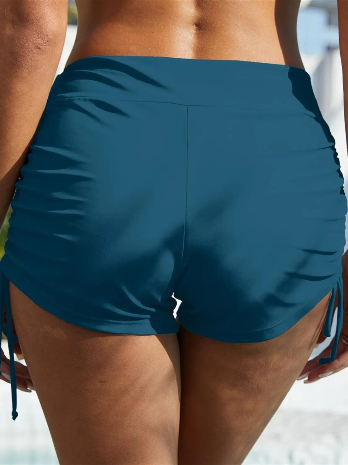 Drawstring Sides Mid Waist Swim Shorts