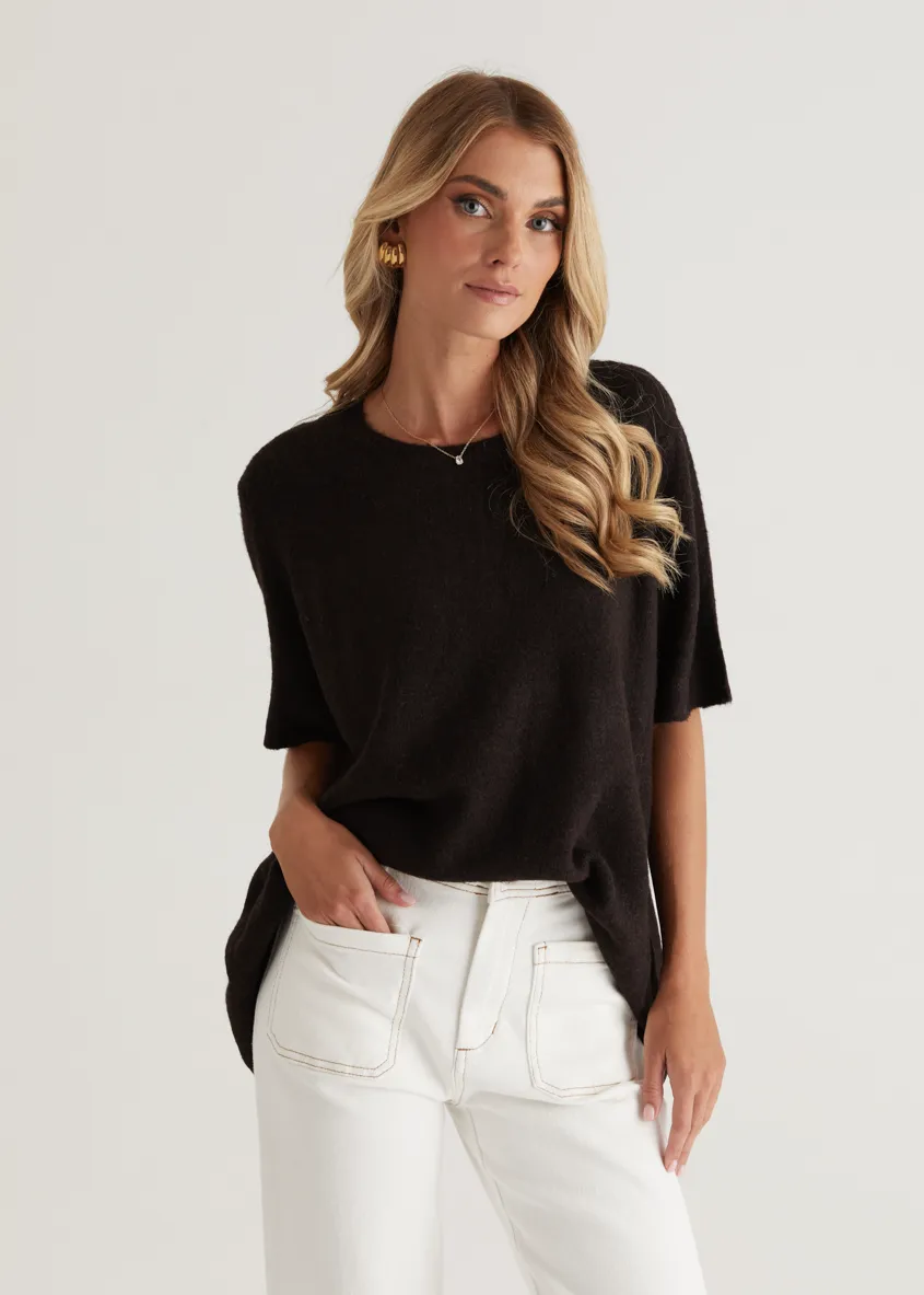 Ebonie Knit Tee - Chocolate
