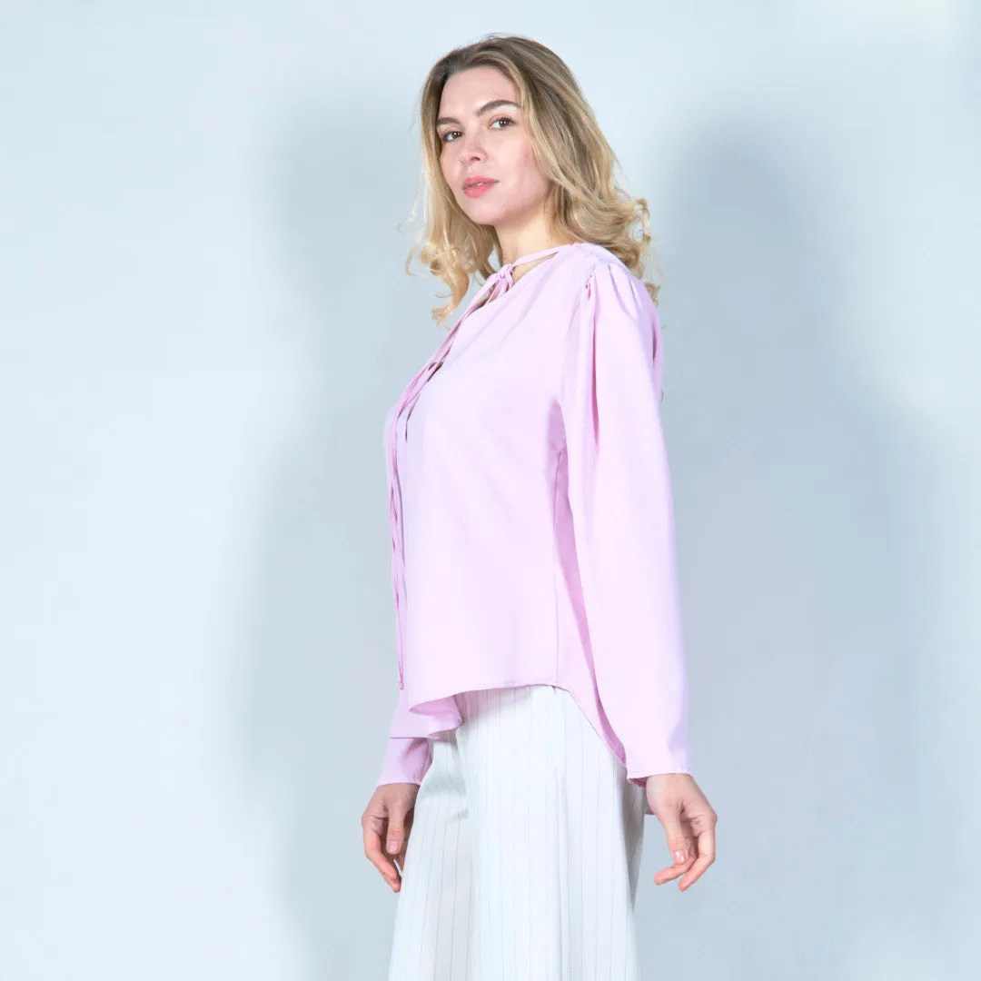 Elegant tie-neck chiffon blouse wholesale