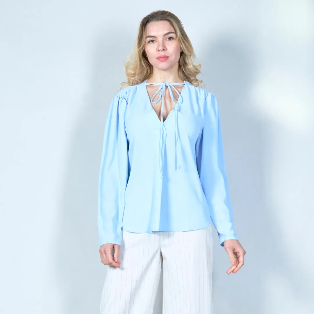 Elegant tie-neck chiffon blouse wholesale