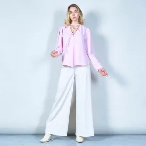Elegant tie-neck chiffon blouse wholesale
