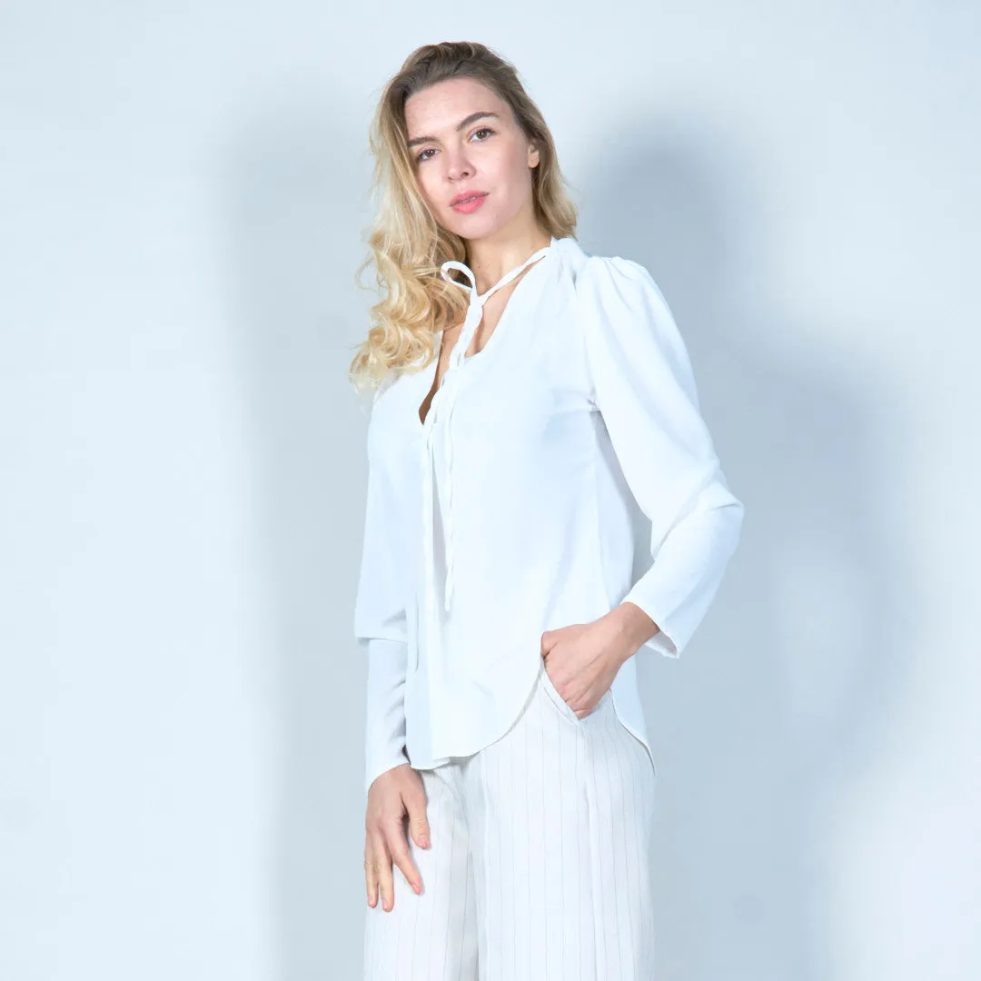 Elegant tie-neck chiffon blouse wholesale