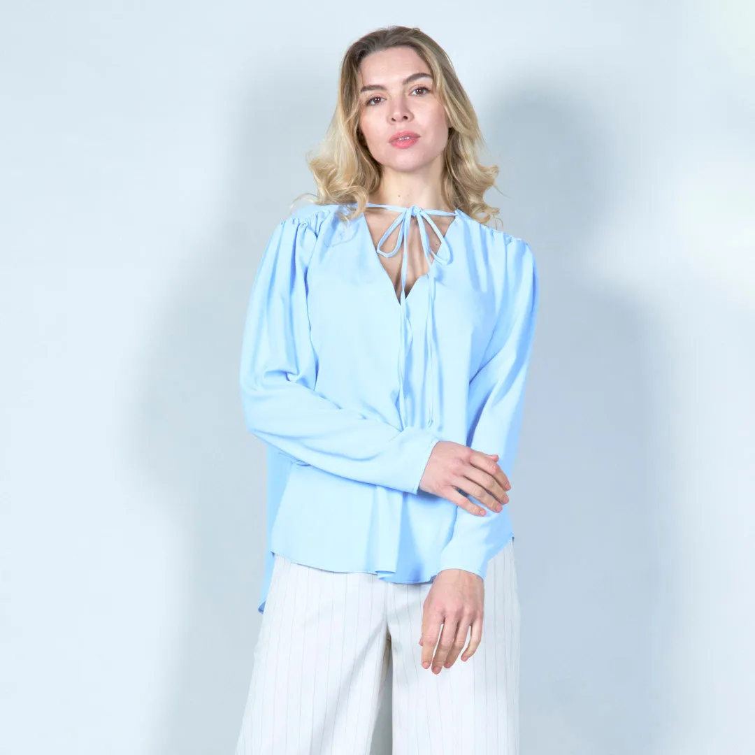 Elegant tie-neck chiffon blouse wholesale