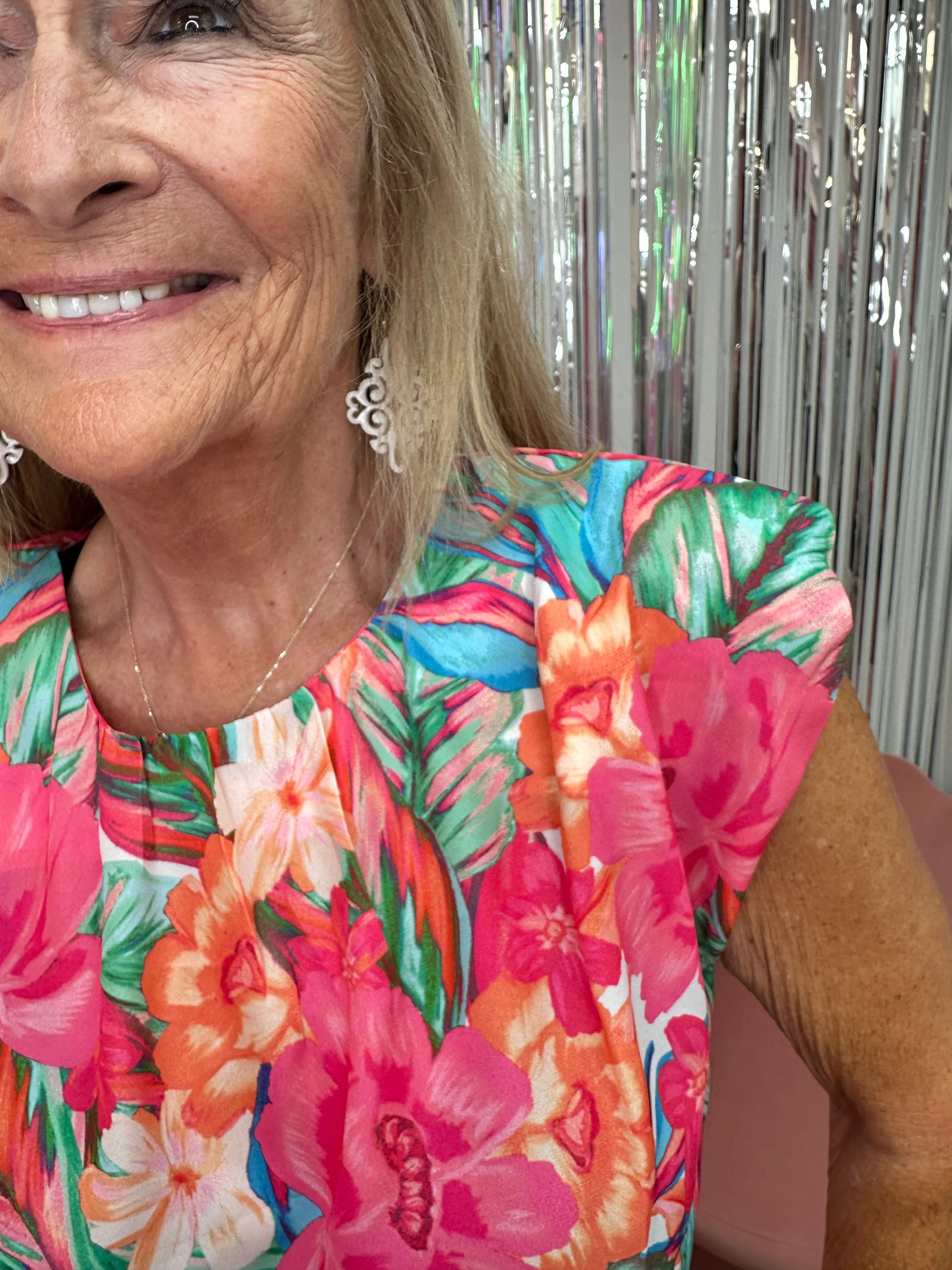 Floral Printed Vibrant Muscle Sleeve Top