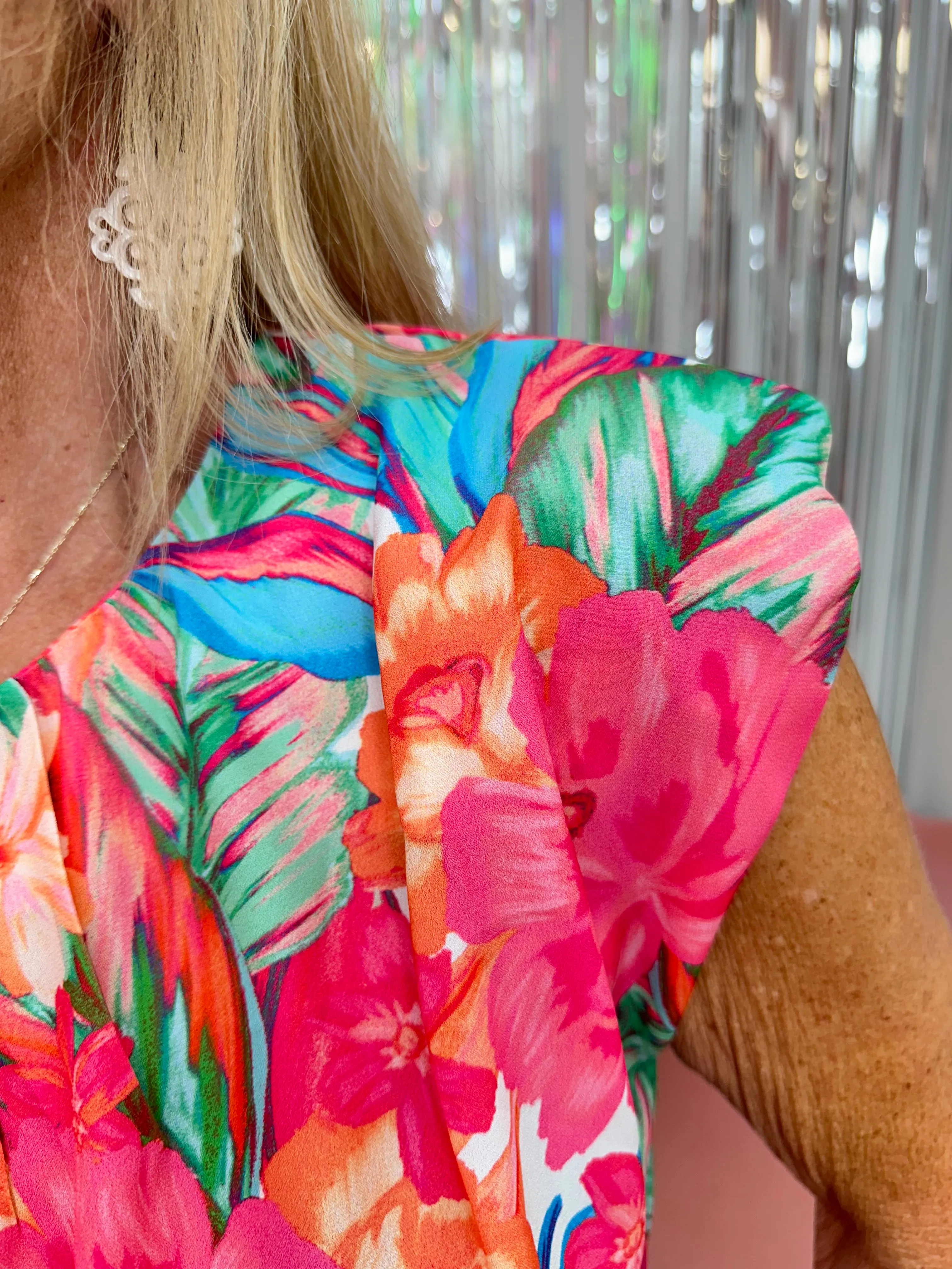 Floral Printed Vibrant Muscle Sleeve Top