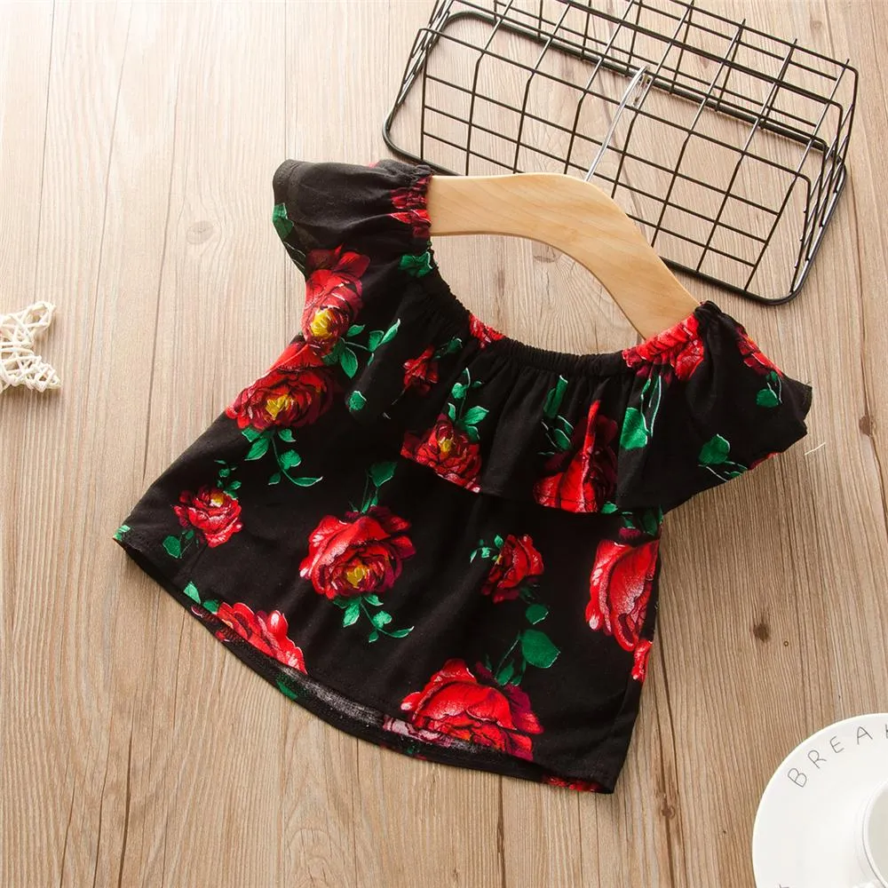 Girls Floral Printed Sleeveless Shorts & Denim Shorts Girls Clothing Wholesale